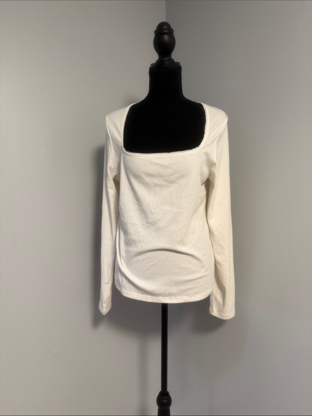 Old Navy Cream Square Neck Long-Sleeve Top